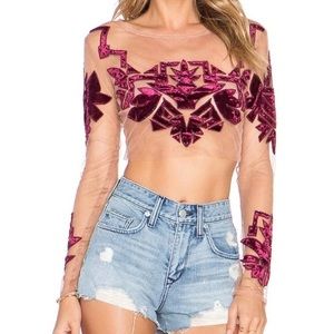 For Love & Lemons Vienna Crop Top in Red